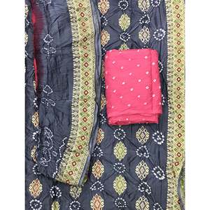 Ensemble de costume festif en coton non cousu pour femmes, style Bandhej - Product Image 1