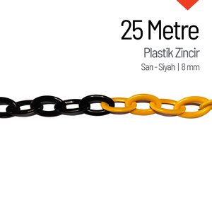 Cadena de Plástico Amarilla y Negra de 25 m, 8 mm, Producto de Señalización de Tráfico - Product Image 3