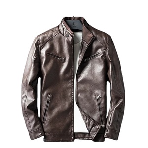 Nouveau décontracté moto coupe-vent fermeture éclair col montant Faux cuir veste hommes mince haute qualité mode hommes manteau Streetwear - Product Image 1