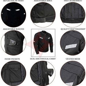 Chaqueta textil blindada CE negra para todas las estaciones para hombre, chaqueta impermeable para motociclista, armadura extraíble, transpirable, ropa de carreras para motocicleta - Product Image 3