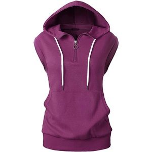 New Design Fashion Women's Hoodies Breathable Sleeveless Crop Top Pullover Slim Sleeveless Women Custom logo Hoodie <b>Purple</b> Dyed - Product Image 2