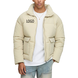 New Arrival <b>Men</b> Warm Inner <b>Thermal</b> Fleece Lined Padded Jacket Unisex Cargo Pockets Decoration Water Repellent Bomber Jacket - Product Image 1