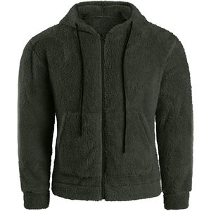 2025 New <b>Mens</b> Casual Wear Solid Long Sleeve Fluffy Fleece <b>Zip</b>-up <b>Cardigan</b> Coat Lined Sherpa Pullover Winter Hoodie For Unisex - Product Image 5