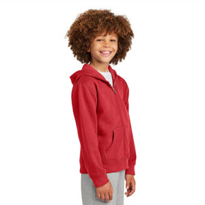 2025 couleur rouge doux et confortable veste polaire à fermeture éclair pour enfants sweat à capuche brodé avec poches Style d'hiver - Product Image 1