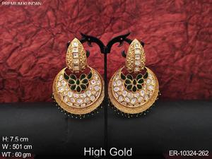 Kundan-Conjunto de pendientes y pendientes para fiesta, set de joyería de estilo indio, esmalte de oro alto, bonito diseño de lujo - Product Image 2