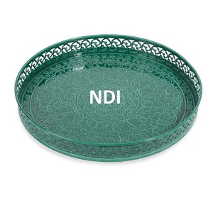 Plateau de forme arrondie plateau en métal maison hôtel dessus de Table décoration Dessert ou gâteau aux fruits serveur plats plateau de service - Product Image 2