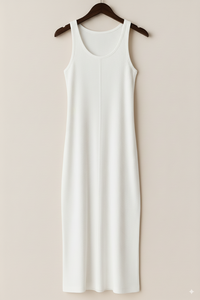 Best-selling Ribbed Knit Short Sleeve A-Line Floor-Length Viscose Eco-Friendly Breathable Women's Summer Fashion Factory OEM ODM - Product Image 4