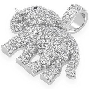 925 plata esterlina elefante diseño Moissanite encanto colgante moda Hip Hop colección rodio plateado animal diamante joyería - Product Image 2