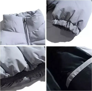 Moda de calle para hombre, chaquetas acolchadas con cuello levantado, 100% poliéster hecho a prueba de viento, cremallera, abrigos y chaqueta para hombre - Product Image 4