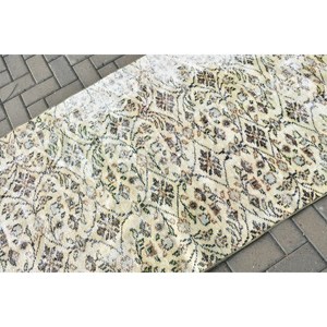 Tapis vintage, tapis de 3,4 x 7,3 pieds, tapis persan blanc - Product Image 5