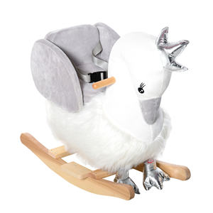 HOMCOM Swan-Shaped Rocking Horse Ride-On <b>Toy</b> for Children 18-36 Months (<b>Max</b> 40kg) Poplar Wood & <b>Steel</b> Frame Plush White - Product Image 1
