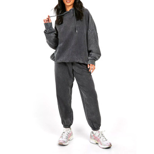 Women's Casual Hooded Sweatsuit Solid Color Autumn Tracksuit Two-Piece Set <b>Hoodie</b> and Jogger Set high quality - Product Image 1