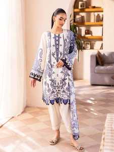 Customized Modest Women's Stitched Lawn Salwar Kameez with Pakistani Dupatta Solid Cotton Natural Waistline Washable Formal - Product Image 2