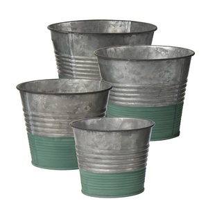 Top Selling SET of 4 <b>Galvanized</b> Flower Pots & Planters Garden Decorative Outdoor Planter Pots Supply Customized Size & Shape - Product Image 4