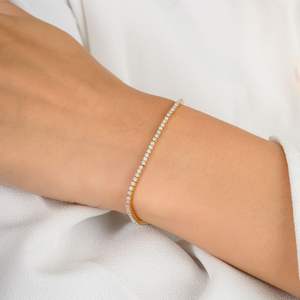 Bracelet de tennis empilable en or jaune véritable 18 carats bijoux fins avec diamant taillé à 100% véritable style tendance de haute qualité pour les mariages - Product Image 2