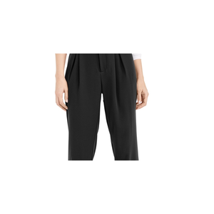 Bar III Women's <b>Black</b> Straight Leg <b>Work</b> <b>Pants</b> Size 8 High Waist Crepe Fabric Pleated Zippered Cargo Anti-Wrinkle Breathable - Product Image 2