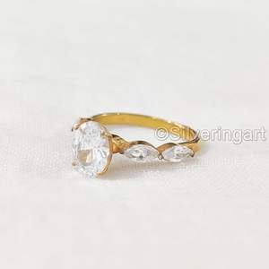 แหวนสตรีธรรมชาติสีขาวบุษราคัม CZ พลอยราศีเมถุน November birthstone Dainty STACKABLE Ring เครื่องประดับ925แหวนเงินสเตอร์ลิง - Product Image 4