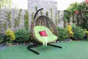 Modern Brown Rattan Wicker <b>Swing</b> with Aluminum <b>Frame</b> Stainless Steel Stand for Outdoor Patio Restaurant or Garden Leisure Use - Product Image 5