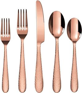 Cubiertos de Acero Inoxidable Color Oro Rosa Mate para Boda, Cuchillo, Cuchara y Tenedor de Cobre Satinado, Cubiertos de Acero Inoxidable - Product Image 3