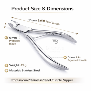 Professional Stainless Steel Curved <b>Cuticle</b> Nipper 6mm Precision Finger Nail <b>Cuticle</b> <b>Trimmer</b> Manicure Pedicure Tool OEM Custom - Product Image 4