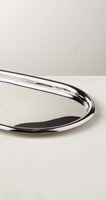 Plateau de service ovale moderne en acier inoxydable avec finition miroir poli, plateau décoratif en métal poli pour la maison, l'hôtel, le restaurant