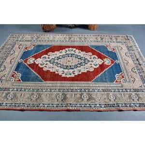 พรมขนสัตว์ตุรกีวินเทจ เป็นมิตรกับสิ่งแวดล้อม สีแดงน้ำเงินคลาสสิก ทำมือ ขนาด 9x12 ฟุต สำหรับทางเข้าบ้าน/โถงทางเดิน ลายปะติดปะต่อ ขนาด 55x8.8 ฟุต รุ่นใหม่สำหรับตกแต่งห้อง - Product Image 3