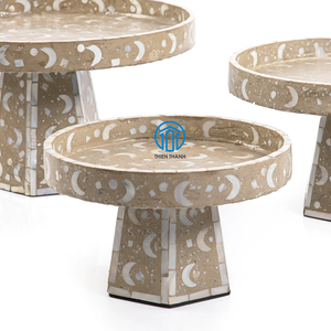 <b>Set</b> Mother of Pearl Tray With Stand for Ramadan Platters Plate for <b>Breakfast</b> Drinks Snack for Coffee Table House Gift - Product Image 6