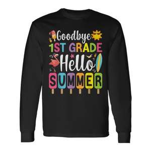 1ère année : Adieu l'été, bonjour la rentrée ! T-shirt à manches longues motif bâtonnets glacés – Tenue scolaire promotionnelle pour enfants – Dernière journée d'école - Product Image 1