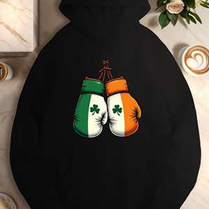 Sudadera con Capucha Casual para Mujer, con Estampado de la Bandera Irlandesa, 100% Poliéster, Sudadera Gruesa de Forro Polar y Cuello Redondo - Product Image 2