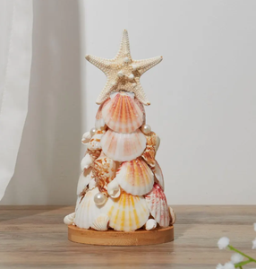 Árbol navideño de conchas marinas: decoración de playa costera con adorno de estrella de mar - Product Image 2