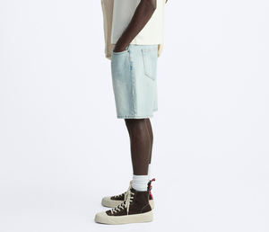 กางเกงยีนส์ขาสั้นสำหรับผู้ชายกางเกงขาสั้นผ้ายีนส์วินเทจปักลายสตรีทแวร์กางเกงยีนส์ซักกรดออกแบบได้ตามต้องการฤดูร้อน - Product Image 3