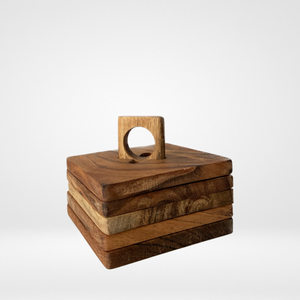 Wooden <b>Coasters</b> for Drinks Natural Acacia <b>Wood</b> Drink <b>Coaster</b> Set for Drinking Glasses Tabletop for Any Table Type Set of 4 - Product Image 4