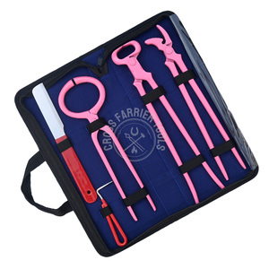 Kit d'entretien des sabots de cheval : Pince à sabots, Pince à ébarber, Testeur de douleur, Couteau à ébarber rond, Pince à sabots rose, Ensemble d'outils - Product Image 1