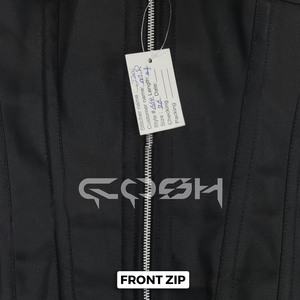 คอร์เซ็ตผ้าฝ้ายสีดำสไตล์โกธิคสั่งทำพิเศษ โครงเหล็กดันทรง พร้อมซิปสีเงินด้านหน้า - Product Image 5