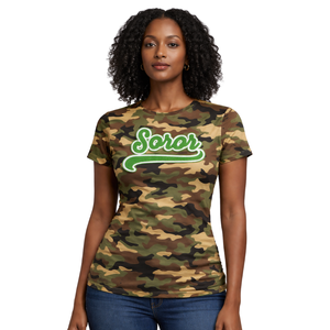 T-shirt Sororité Grecque 08 pour Femme – Rose & Vert – Tenue Décontractée Élégante pour Été – Vêtement Écologique pour Sœurité Universitaire - Product Image 1