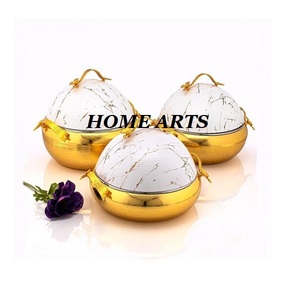 Ensemble de 3 plats à gratin ronds, design doré poli, plat à nourriture chaude, qualité supérieure, plat à riz, plat à nourriture chaude - Product Image 1