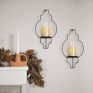Timeless Iron Candle <b>Sconces</b> Wall Mounted Decorative Rustic Vintage Farmhouse Interior Home <b>Lighting</b> Accent Holder - Product Image 1