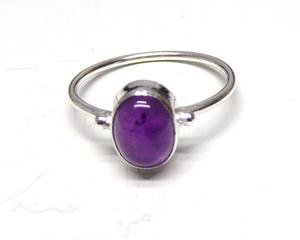 Anillo de piedras preciosas de plata simple para mujer, joyería de amatista natural con piedra natal fina para bodas en Febrero - Product Image 1