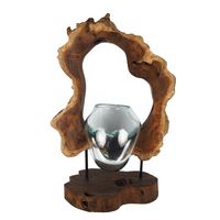 Verre fondu sur bois de Gamal, terrarium en bois flotté, bol en verre sur bois flotté