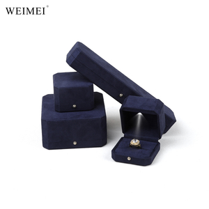 WEIMEI octogonal Velvet LEDJewelry Box Deep Blue Custom Logo Color Anillo de lujo Collar Regalo Embalaje Caja de presentación - Product Image 6