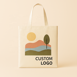 Bolsa de lona de algodón 100% reutilizable en blanco respetuosa con el medio ambiente personalizada con estilo de mango bolsas de compras de algodón con impresión de logotipo personalizado - Product Image 2