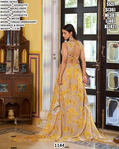Noor-e-Zyana Natural Embroidery Georgette Floor-Length Yellow <b>Lehenga</b> Choli - Product Image 1