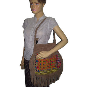 Sac ethnique en coton fait main couleurs vives broderie tribale grande capacité fermeture à glissière Portable pour un usage quotidien mariages indiens - Product Image 4