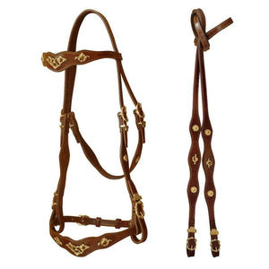 Headstall de bride de cheval en cuir véritable de haute qualité et collier de poitrine en cuir de vachette Vintage Headstall prêt à expédier - Product Image 1
