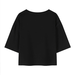 โลโก้ที่กําหนดเอง OEM ลําลองผ้าฝ้ายเปล่าผู้หญิงฤดูร้อนแขนสั้นขนาดใหญ่ Crop Top เสื้อยืดปรับแต่งผู้หญิง Crop Top TEE - Product Image 5