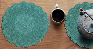 แผ่นรองแก้วทรงกลม14นิ้วทำด้วยมือแผ่นรองแก้วสีเขียวประดับลูกปัดสไตล์หรูหราเป็นมิตรกับสิ่งแวดล้อมสำหรับตกแต่งบ้าน - Product Image 4