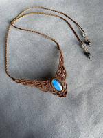 Fournisseur en gros de collier avec pendentif en pierre de labradorite naturelle, macramé vintage, certifié IGI, bijoux de fiançailles