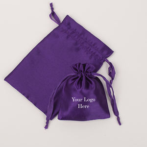 Pochette en satin personnalisée avec cordon de serrage, logo imprimé, sac en satin élégant, réutilisable, sac cadeau pour cosmétiques, faveurs de mariage, marquage - Product Image 4