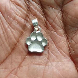 925 Sterling Silver Paw Print Memorial Pendant 17mm Resin <b>Blank</b> Keepsake Breastmilk Ash Urn <b>Pet</b> Jewelry Setting for DIY Making - Product Image 1