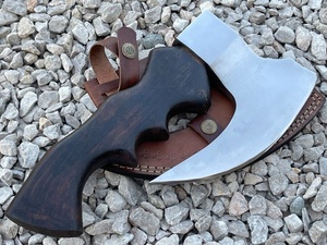 Wholesale Customized Top Quality OEM ODM Service Handmade Carbon Steel Axe with Wooden <b>Handle</b> and Fine Leather Sheath Handmade - Product Image 2